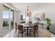Bright dining room with a round table, city views, a modern chandelier, and contemporary artwork at 2877 Paradise Rd # 2502, Las Vegas, NV 89109