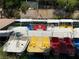 Paddle boats are docked at Desert Shores, adding to the community's recreational amenities at 3024 Pismo Beach Dr, Las Vegas, NV 89128