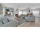 Bright living room with a fireplace, stylish furniture, and wood floors at 328 Wild Plum Ln, Las Vegas, NV 89107
