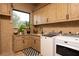 Bright laundry room featuring modern appliances, custom cabinets, and natural light at 1123 Christian Rd, Henderson, NV 89002