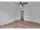 Bedroom features hardwood floors, a ceiling fan, and a closet at 2851 S Valley View Blvd # 1098, Las Vegas, NV 89102