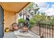 This cozy patio is furnished with outdoor seating and overlooks lush greenery at 2851 S Valley View Blvd # 1098, Las Vegas, NV 89102