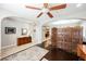 Open living area with archways, wood floors, neutral paint, and an ornate decorative screen at 7119 Saddle Back Peak St, Las Vegas, NV 89166