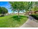 Lush green community space with mature trees, picnic area, path and landscaping at 2733 Auchmull St, Henderson, NV 89044