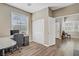 Spacious home office features hardwood floors, bright window, and lots of room to work at 3420 Lockport St, Las Vegas, NV 89129