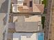 Detailed aerial view showcasing the roofline, backyard, and pool of a modern home at 461 Cascade Heights Ave, Las Vegas, NV 89138
