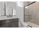 Modern bathroom featuring granite countertop vanity with walk-in shower at 461 Cascade Heights Ave, Las Vegas, NV 89138