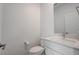 Contemporary half bath with white vanity, modern fixtures, and toilet at 6148 Juniper Grove St, Las Vegas, NV 89148