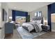 Comfortable bedroom features a large window, gray color palette, and stylish furniture at 851 Klamath Springs St, Henderson, NV 89011