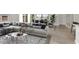 Living room featuring an area rug, modern furniture, and elegant decor at 851 Klamath Springs St, Henderson, NV 89011