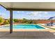 Inviting backyard pool with patio and landscaped surroundings at 9588 Vital Crest St, Las Vegas, NV 89123