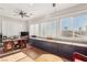 Bright home office with custom desk, built-in cabinets and hardwood flooring at 2338 Dolphin Ct, Henderson, NV 89074