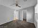 Bedroom featuring neutral carpet, a ceiling fan, and a large closet at 2832 Aragon Terrace Way, Henderson, NV 89044