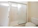 A bathroom featuring a glass enclosed shower and toilet at 3116 Richland Dr, Las Vegas, NV 89134