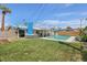 Spacious backyard with a pool, hot tub, seating, and covered patio, creating a perfect outdoor oasis at 3140 Sundown Dr, Las Vegas, NV 89169