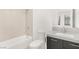 Bathroom featuring a shower-tub combination and modern vanity at 394 Solitude Peak Ln, Henderson, NV 89012