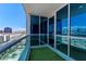 A spacious balcony with stunning views of the city skyline at 4575 Dean Martin Dr # 1208, Las Vegas, NV 89103