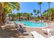 Relaxing pool area surrounded by palm trees and lounge chairs, perfect for enjoying sunny days at 6480 Annie Oakley Dr # 814, Las Vegas, NV 89120