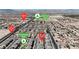 This aerial view showcases the home's location relative to Echo Trail Park, Community Park, S. Buffalo Dr and W. Russell Rd at 7482 Lodano Ave, Las Vegas, NV 89113