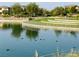 Scenic community pond surrounded by green lawns, trees, and fencing; perfect for birdwatching and leisurely strolls at 80 Brixton Ave, Henderson, NV 89011