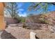 Backyard with desert landscaping and block wall fencing at 11120 Whooping Crane Ln, Las Vegas, NV 89144