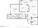 Detailed floor plan showcasing the layout with bedroom, living, and bathroom dimensions at 220 E Flamingo Rd # 111, Las Vegas, NV 89169