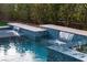 Contemporary waterfall feature adds elegance to this modern pool at 10756 Steel Ridge Ct, Las Vegas, NV 89135