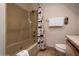 Full bathtub and shower with nature-themed curtain plus plush white towels at 223 Hunter Ridge Rd # 300, Brian Head, UT 84719