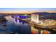 Stunning aerial view of Riverside Resort and casino buildings on the riverfront at 2727 Chinaberry Hill St, Laughlin, NV 89029