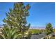A view showcasing neighborhood with mature trees, landscaping and distant mountains at 2749 Carolina Blue Ave, Henderson, NV 89052