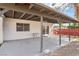 Spacious covered patio with ceiling and wooden support beams at 3017 Jamestown Way, Las Vegas, NV 89102