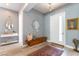 Bright foyer showcasing stylish decor, a modern light fixture, and wood-look floors at 3458 W Agate Ave, Las Vegas, NV 89139