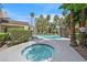 Resort-style pool area featuring a hot tub, lush landscaping, and a waterfall feature at 5250 S Rainbow Blvd # 1144, Las Vegas, NV 89118