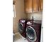 Efficient laundry area showcasing modern machines, cabinets, and ample space for all laundry needs at 6495 Chettle House Ln, Las Vegas, NV 89122