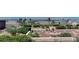 Backyard features planters, greenery and a view of the Las Vegas skyline at 931 Temple View Dr, Las Vegas, NV 89110