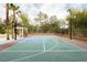 Large basketball court with palms and mature landscape with an adjustable hoop and lighting at 10726 Hawes End Ct, Las Vegas, NV 89183