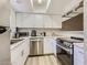 Modern kitchen featuring white cabinets and stainless steel appliances at 2080 Karen Ave # 34, Las Vegas, NV 89169