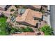 An overhead view displays a well-manicured yard, spa, desert landscaping, and privacy at 2232 Beacon Ridge Dr, Las Vegas, NV 89134