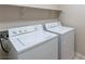 Functional laundry room includes a washer and dryer, with shelf, for convenient laundry tasks at 2532 Bechamel Pl, Henderson, NV 89044