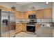 Modern kitchen with stainless steel appliances, granite countertops, and bright wood cabinets at 2852 Red Ct, Las Vegas, NV 89123