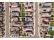 Aerial of a residential neighborhood showcasing a home with a well-maintained backyard and patio at 4347 Outlook Vista Ave, North Las Vegas, NV 89084