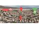 Overhead view of a neighborhood featuring Mervin Iverson Elementary, Lewis Gathering Park, and S. Hollywood Blvd at 6407 Wild Strawberry Ln, Las Vegas, NV 89142