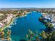 Scenic aerial perspective showcasing the stunning lake community with inviting waterfront residences at 7632 Spruce Run Ct, Las Vegas, NV 89128