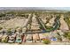 Aerial perspective of a vibrant community with diverse housing and open green spaces at 8180 Loma Del Ray St, Las Vegas, NV 89131