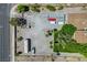 Wide aerial shot of a large lot with multiple outbuildings and parking for several vehicles at 8970 W Lone Mountain Rd, Las Vegas, NV 89129