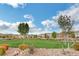 Beautiful community green space with lush grass and landscaping in a well maintained neighborhood at 900 Harbor Ave, Henderson, NV 89002