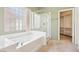 Inviting spa-like bath area with a large tub, walk-in shower, and serene natural light at 3029 Paseo Hills Way, Henderson, NV 89052