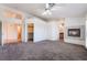 Large main bedroom with fireplace, ceiling fan, walk-in closet, and ensuite bathroom at 4176 Skywalker Ave, Las Vegas, NV 89120