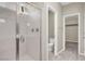 Bathroom featuring glass enclosed shower and toilet at 10976 Bluebell Basin Rd, Las Vegas, NV 89179