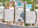 Aerial view of a home's backyard showcasing a custom pool, landscaping, and outdoor living spaces at 11228 Burning River St, Las Vegas, NV 89183